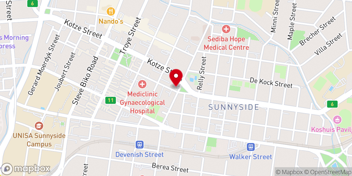 Map showing location of Sunnyside Methodist Church Of Southern Africa