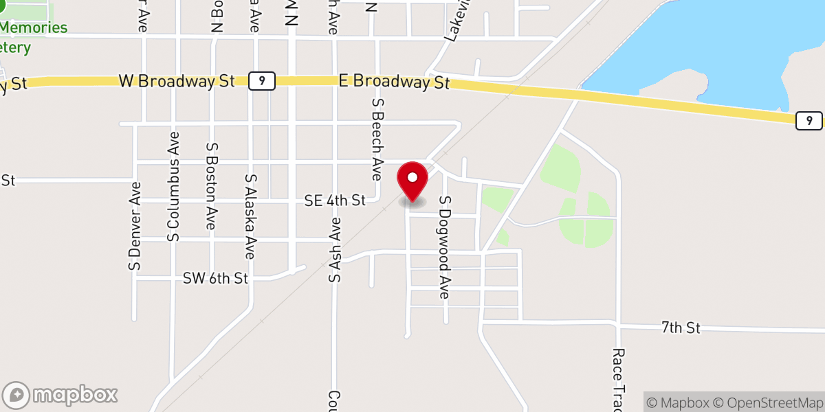 Map showing location of Spiro Church of God of Prophecy