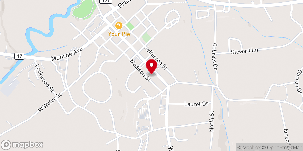 Map showing location of Clarkesville First Methodist Church