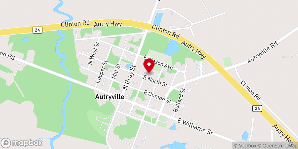 Map showing location of Autryville New Life Church of God
