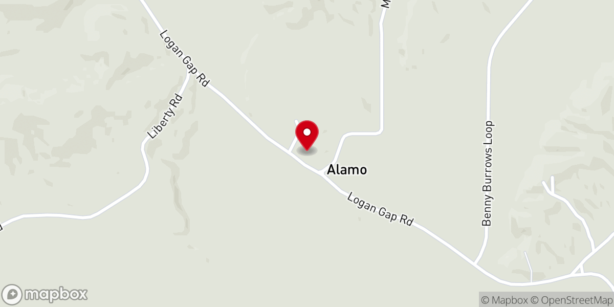 Map showing location of Alamo Missionary Baptist Church