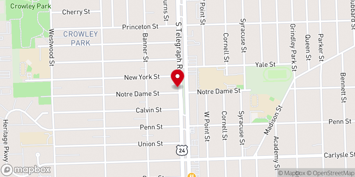 Map showing location of Solid Rock Church of Dearborn