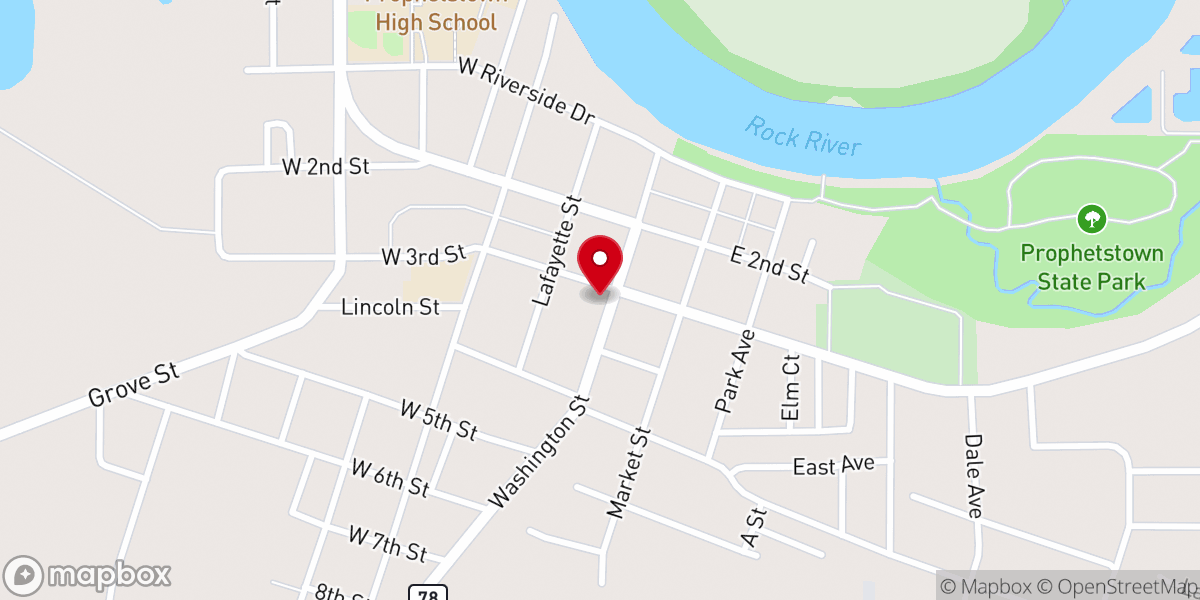 Map showing location of Prophetstown Proud