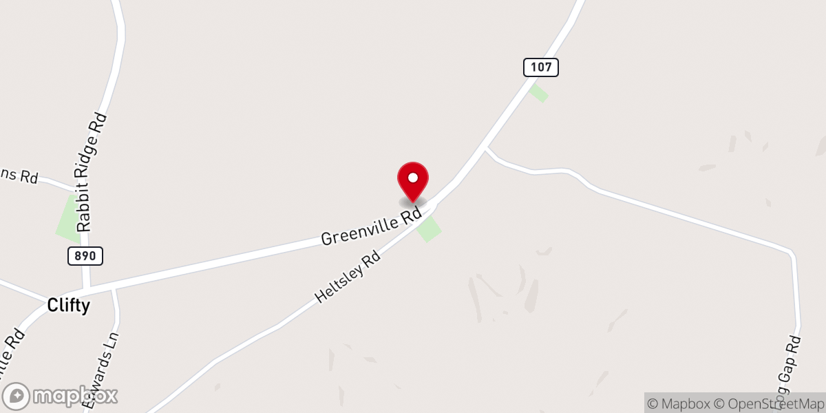 Map showing location of Clifty Church of Christ
