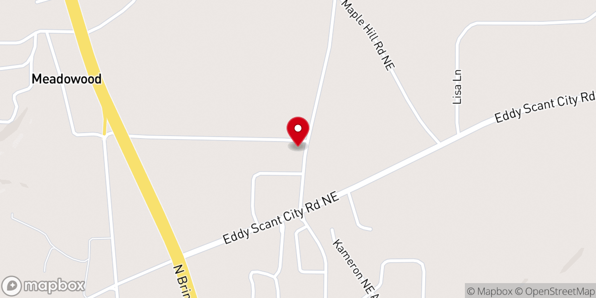 Map showing location of Eddy Baptist Church