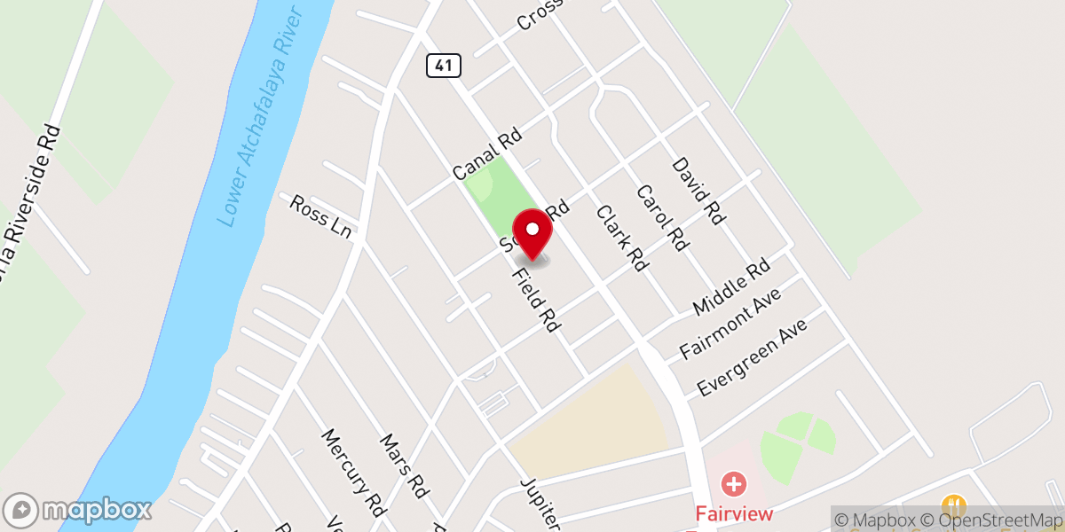 Map showing location of Bayou Vista Baptist Church
