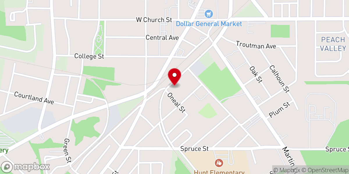 Map showing location of USHER'S TEMPLE CME CHURCH - Food Distribution Center