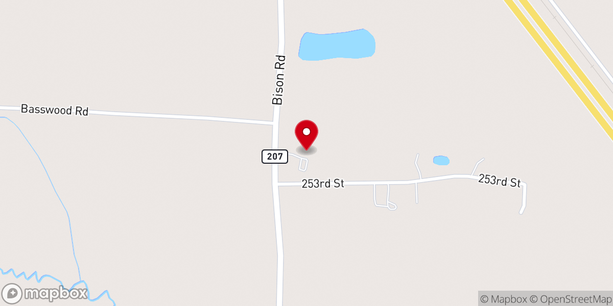 Map showing location of Bethany Lutheran Church of Cushing