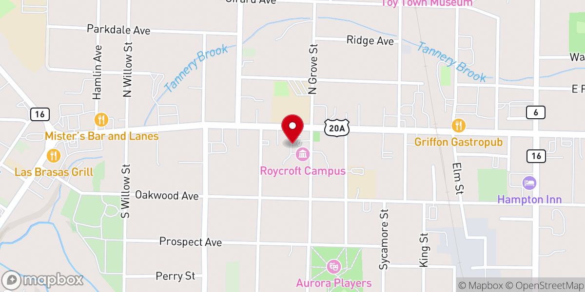 Map showing location of Roycroft Campus
