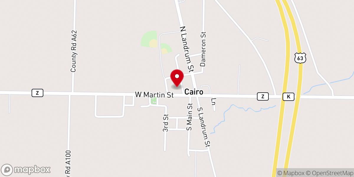 Map showing location of Cairo Baptist Church