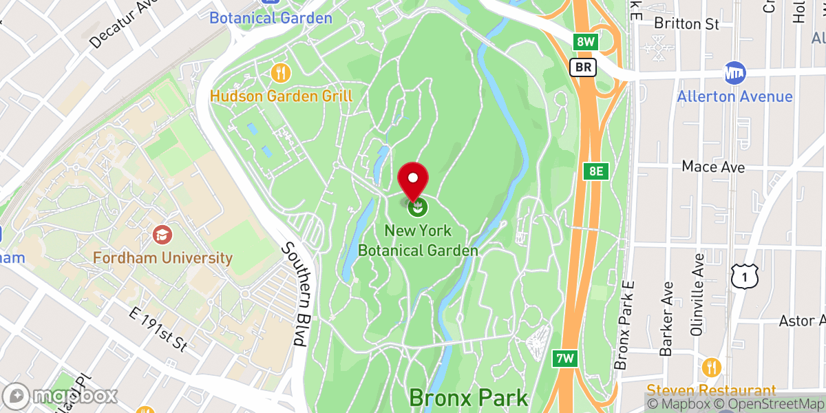 Map showing location of New York Botanical Garden