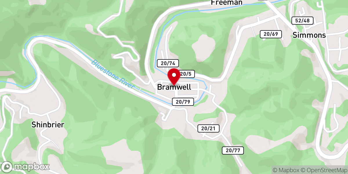 Map showing location of Bramwell