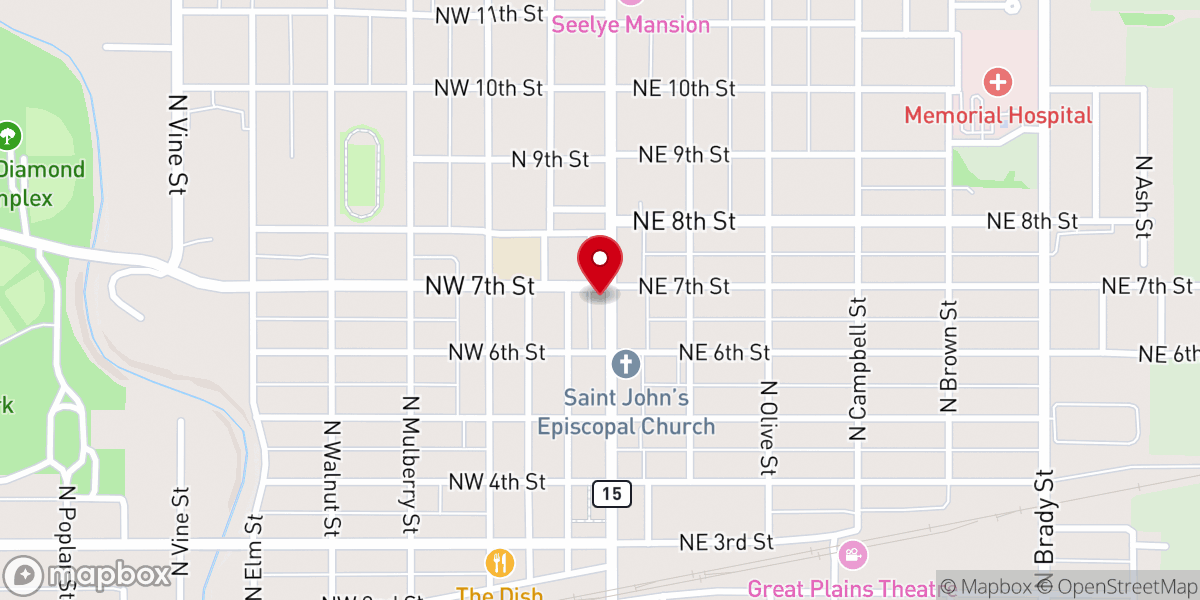 Map showing location of First Christian Church
