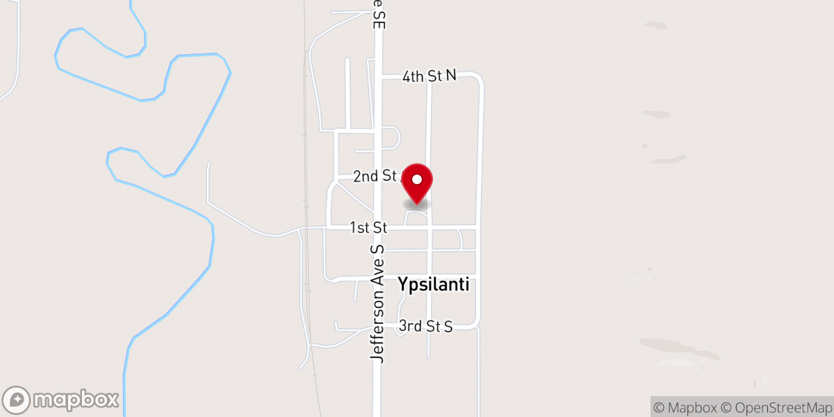 Map showing location of Ypsilanti