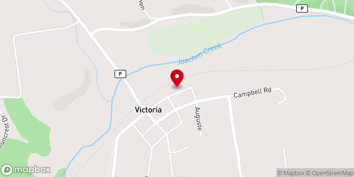 Map showing location of Victoria United Methodist Church