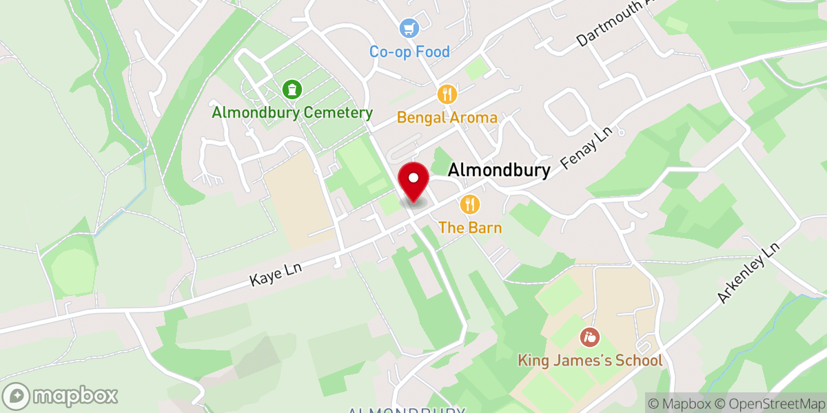 Map showing location of Almondbury Methodist Church
