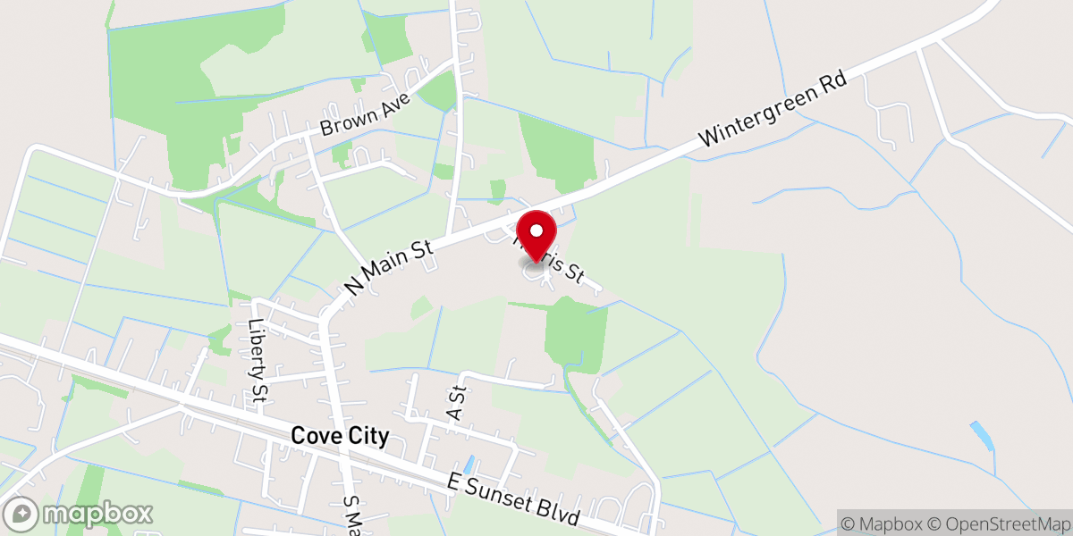 Map showing location of United Penacostal Holiness Church of Cove City