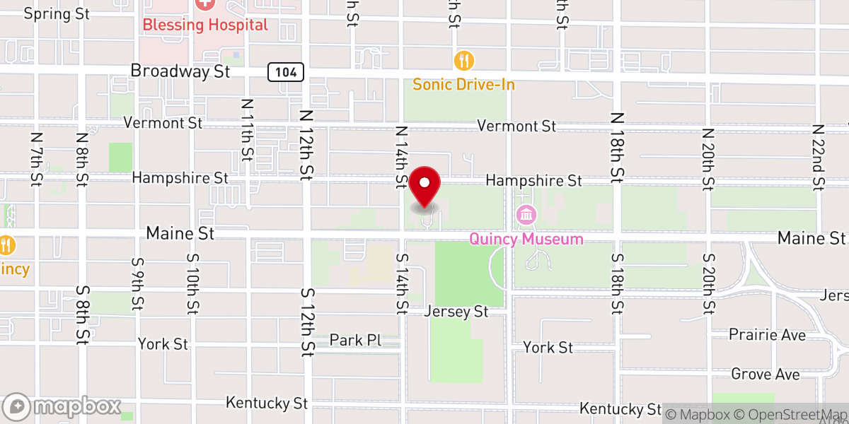 Map showing location of First Christian Church