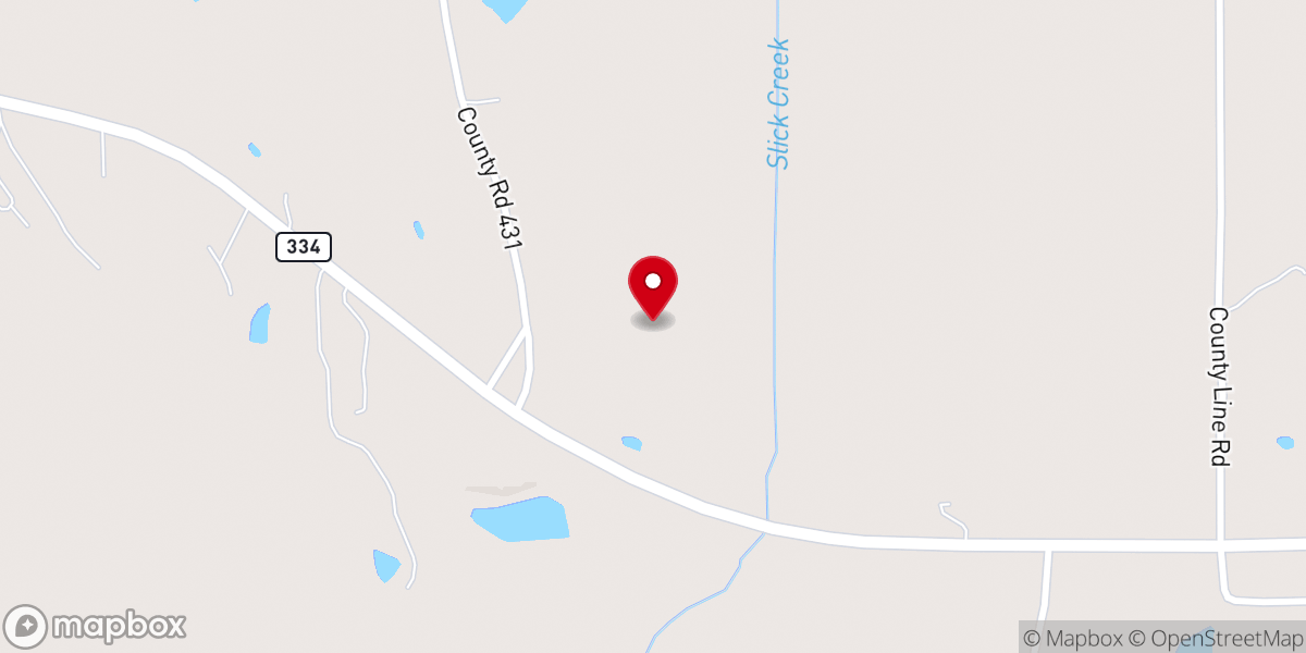 Map showing location of Pine Bluff Church