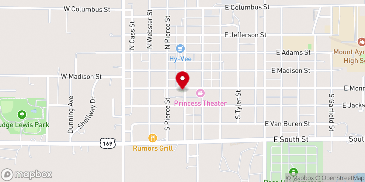Map showing location of First Christian Church