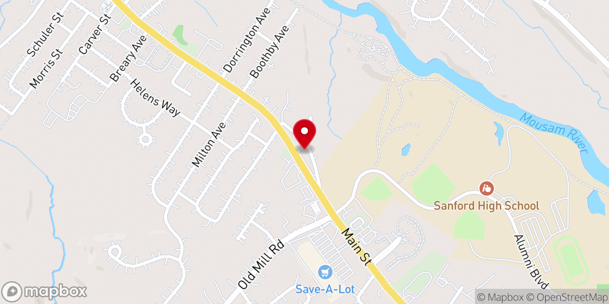 Map showing location of Sanford Food Pantry