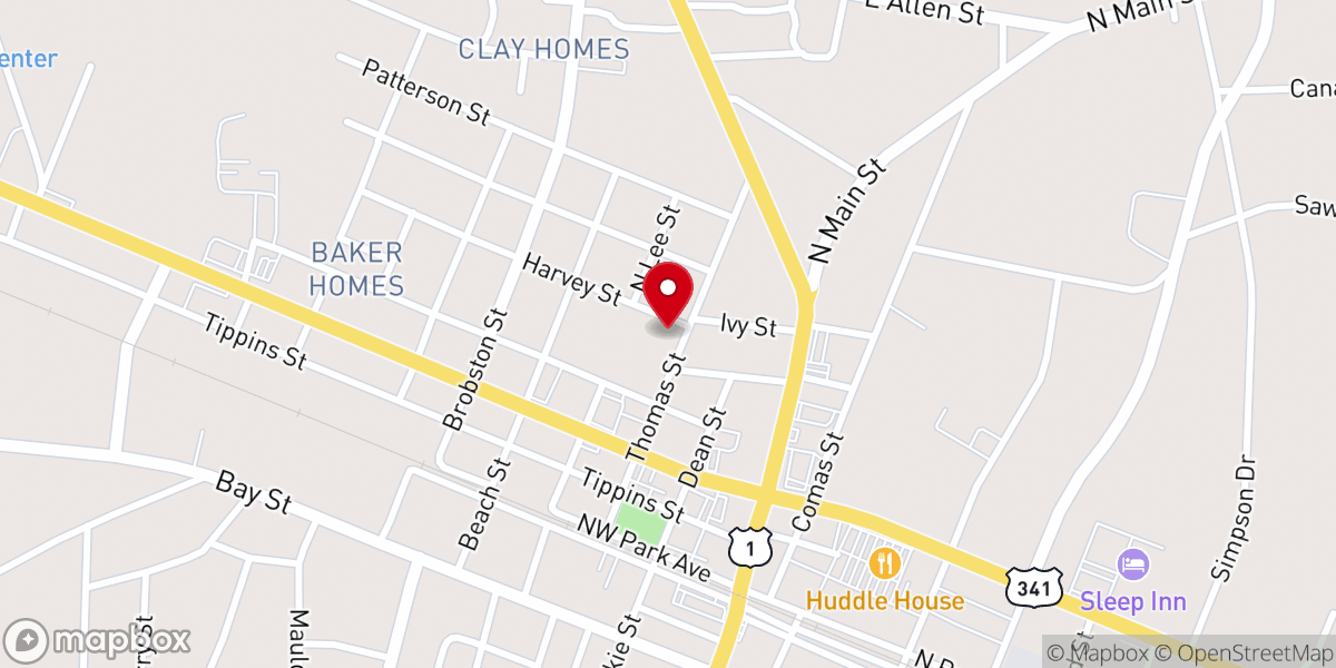 Map showing location of Appling County Food Bank