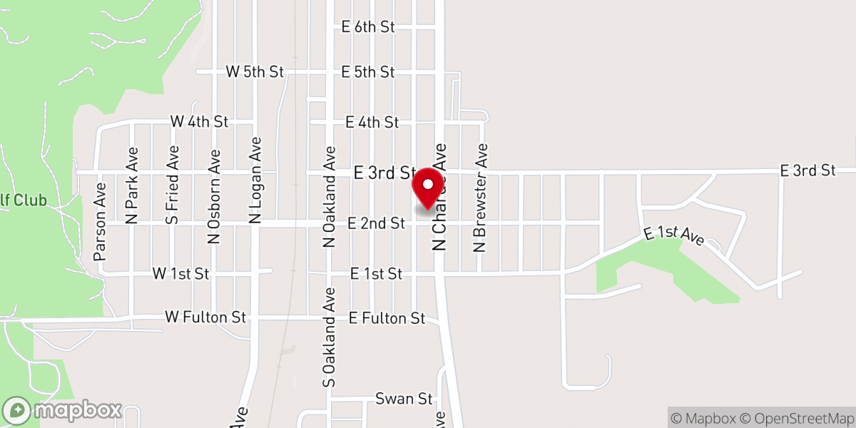 Map showing location of First Evangelical Lutheran Church