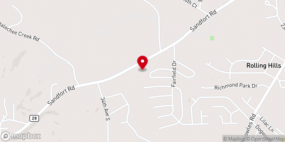 Map showing location of St Mark Free Will Baptist Church