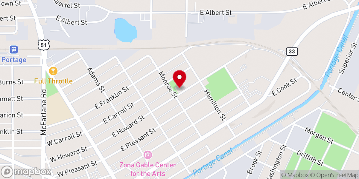 Map showing location of Portage Food Pantry