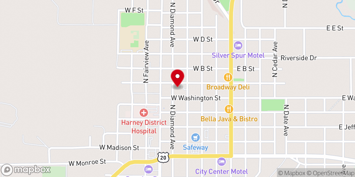 Map showing location of St Andrews Episcopal Church/Peace Lutheran Church