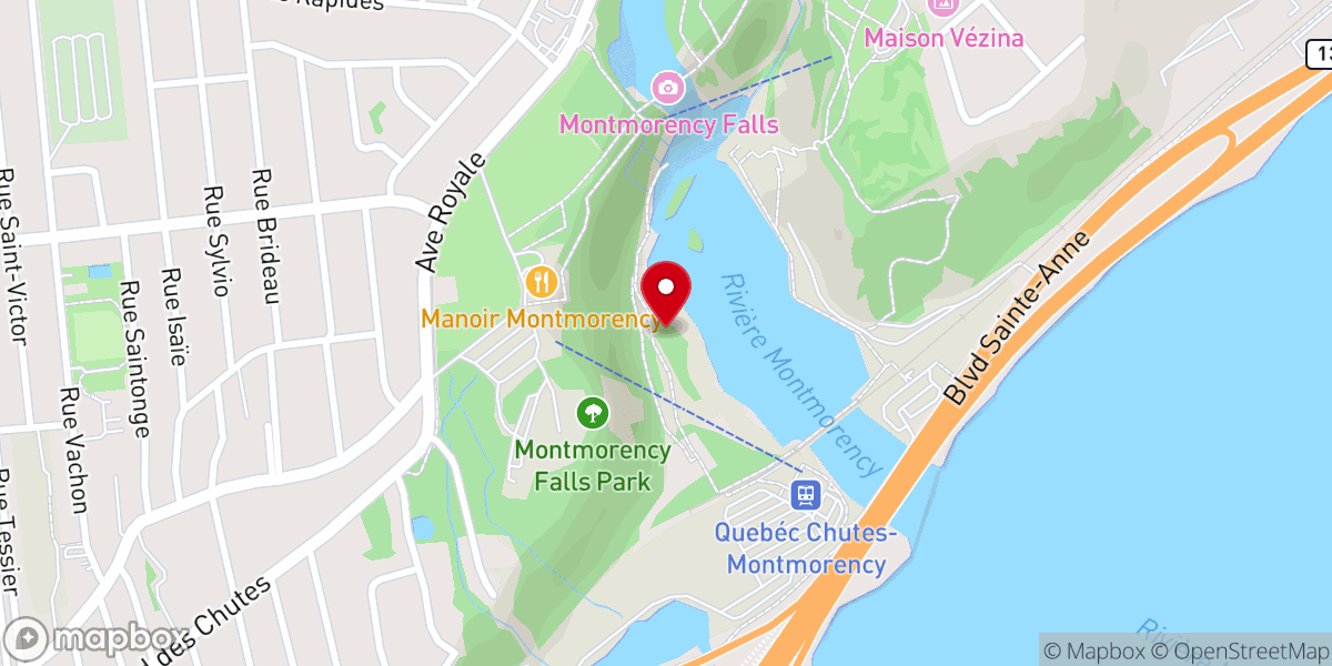 Map showing location of Montmorency Falls