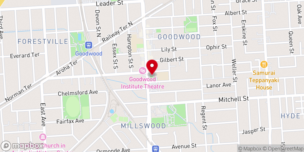 Map showing location of St George the Martyr Anglican Church
