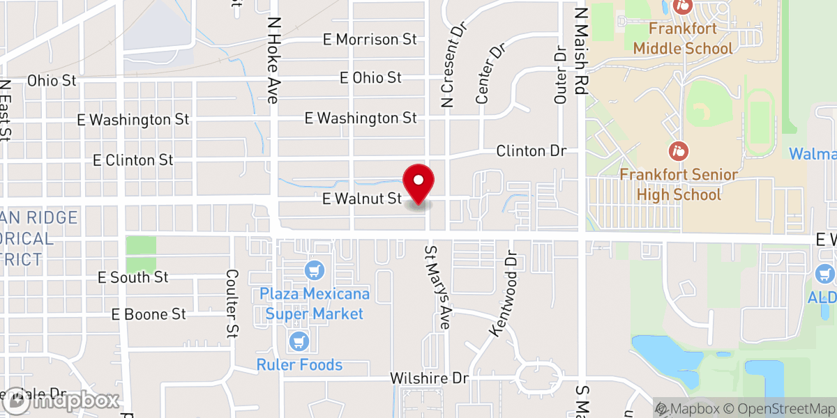 Map showing location of East Side Christian Church
