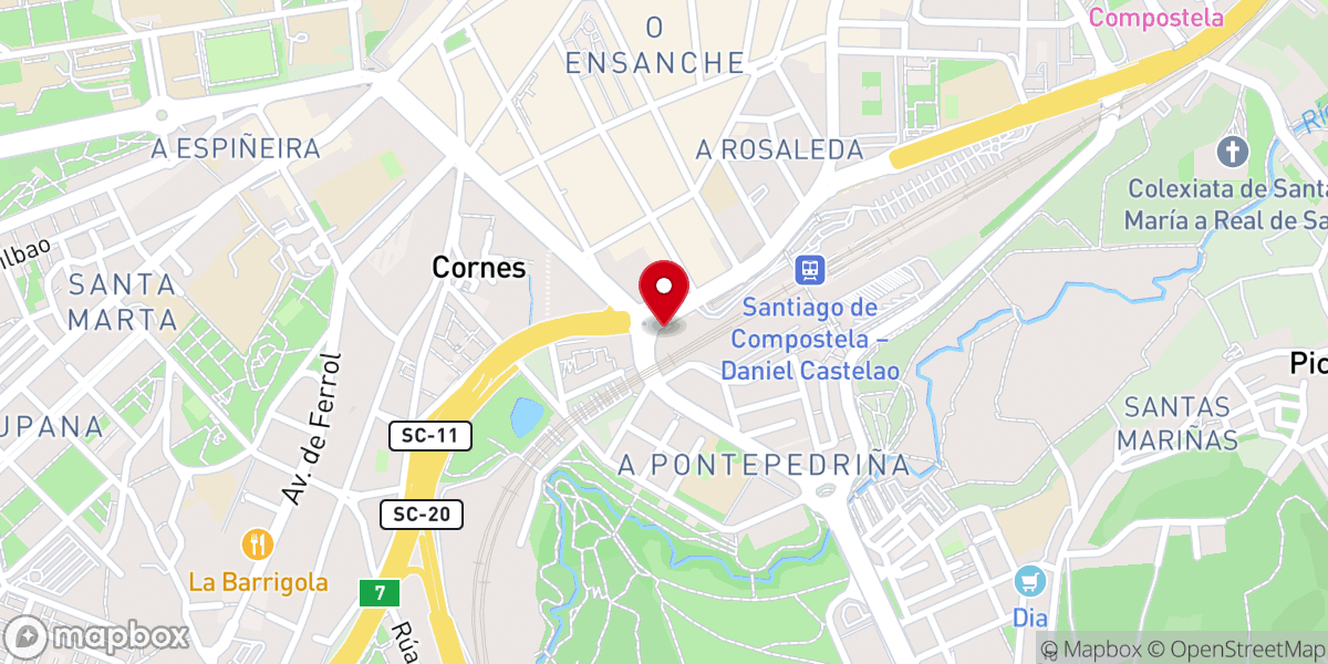 Map showing location of Centro Cristiano Santiago de Compostela