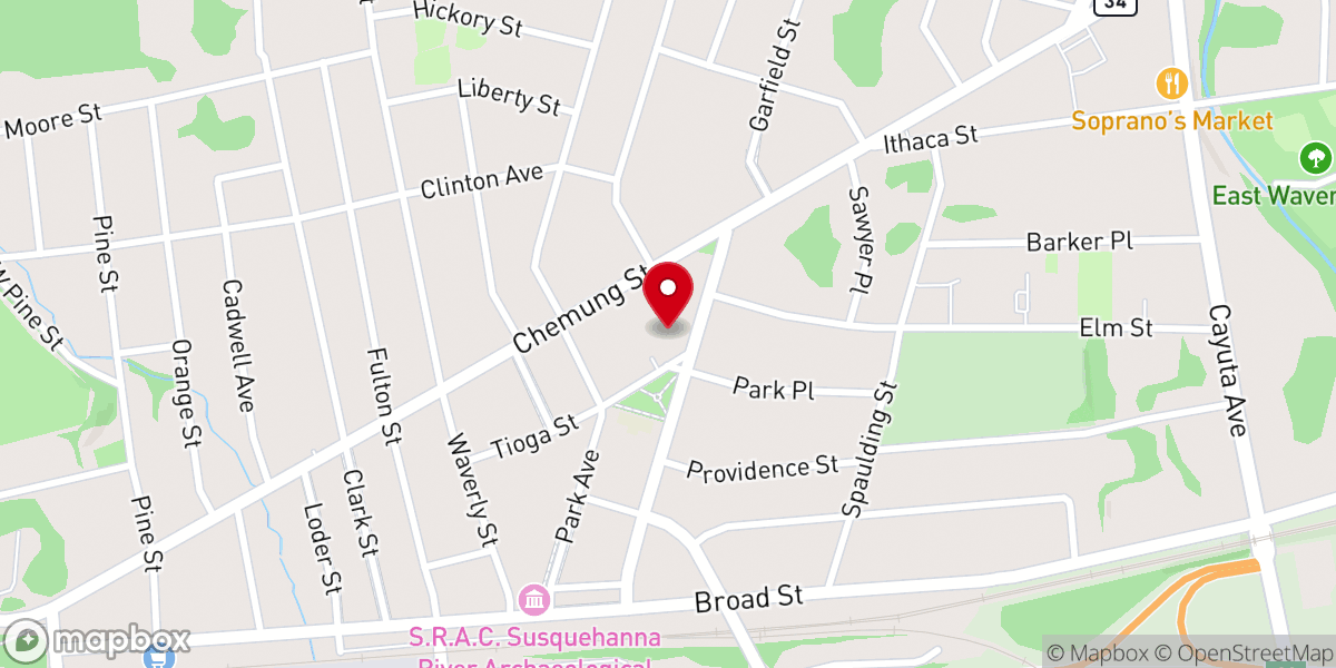 Map showing location of Waverly Presbyterian Church