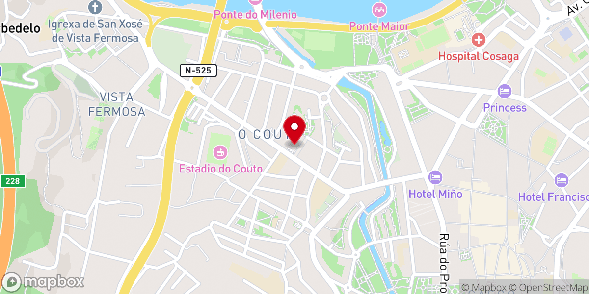 Map showing location of Iglesia de Fátima