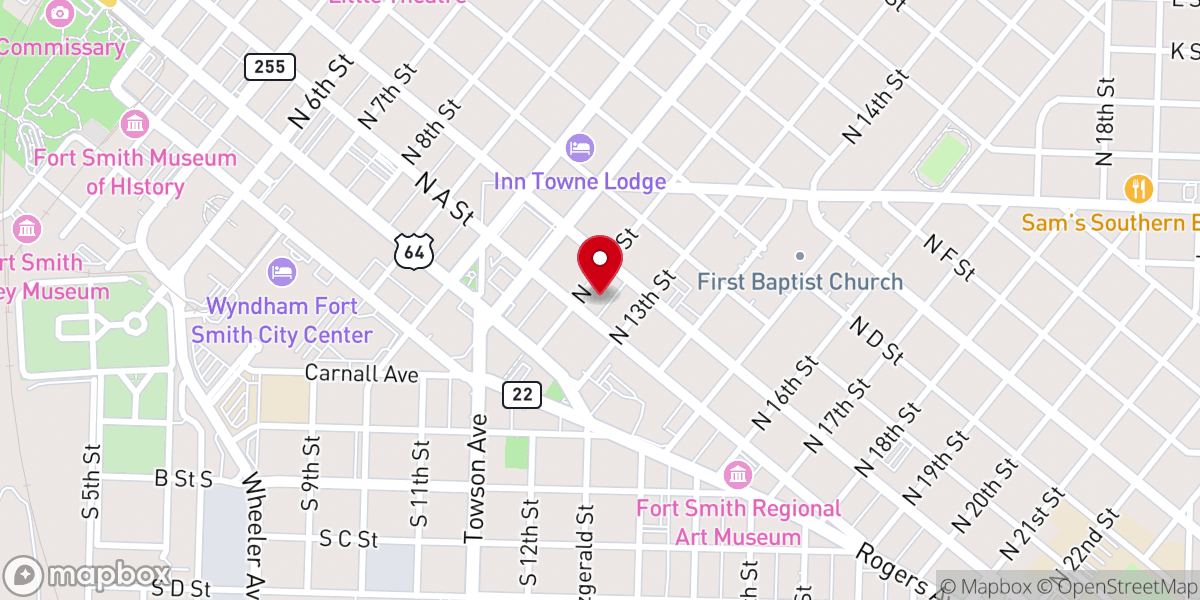Map showing location of First Presbyterian Church