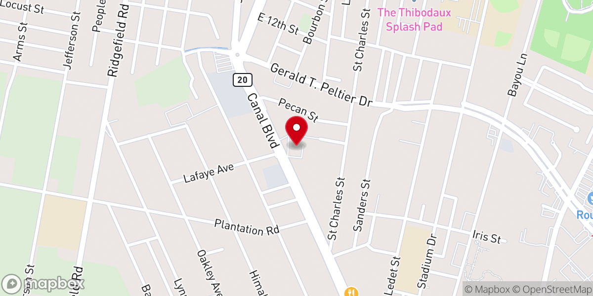 Map showing location of City Court-Thibodaux