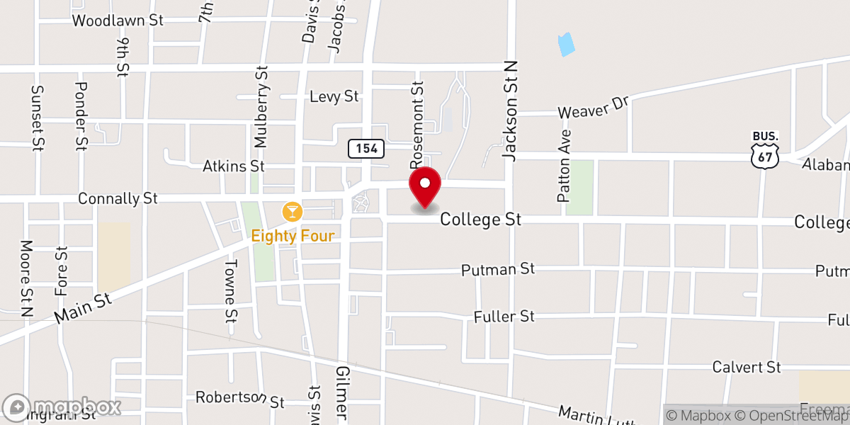 Map showing location of First Presbyterian Church