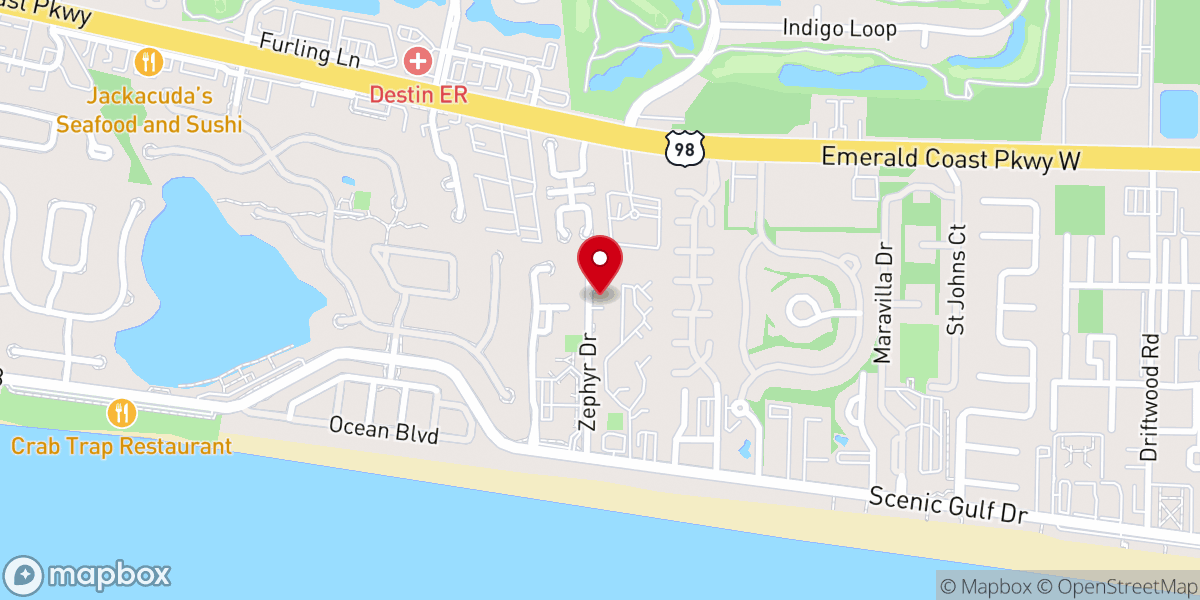 Map showing location of Sugar Beach Weddings - Destin Florida