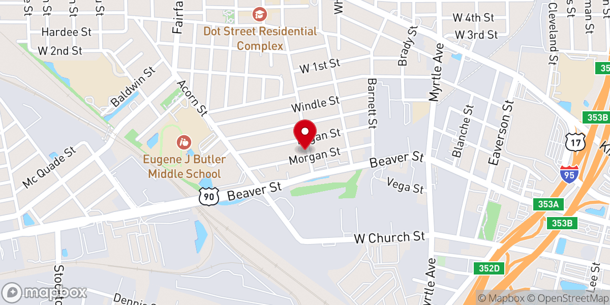 Map showing location of New Hope Holiness Church