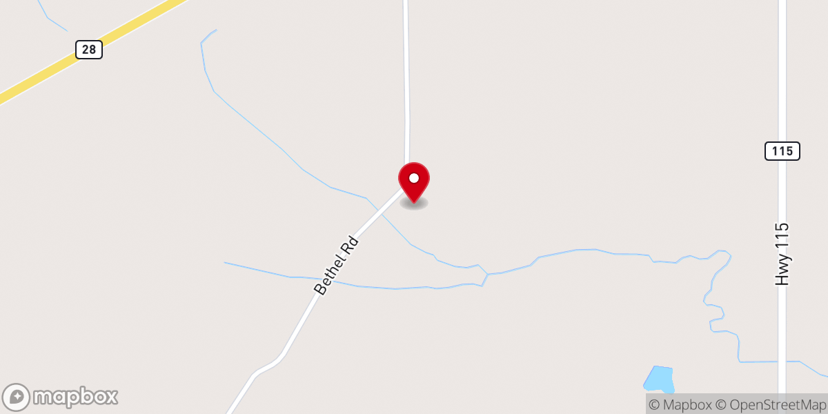 Map showing location of Bethel United Methodist Church