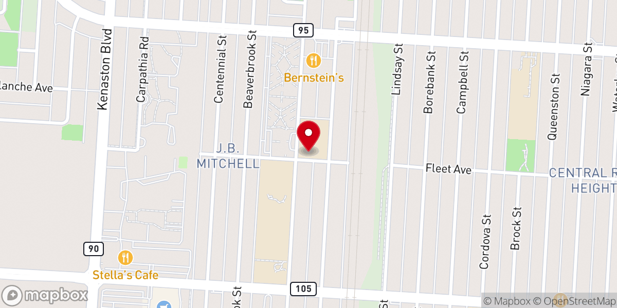 Map showing location of Saint John Brebeuf Church