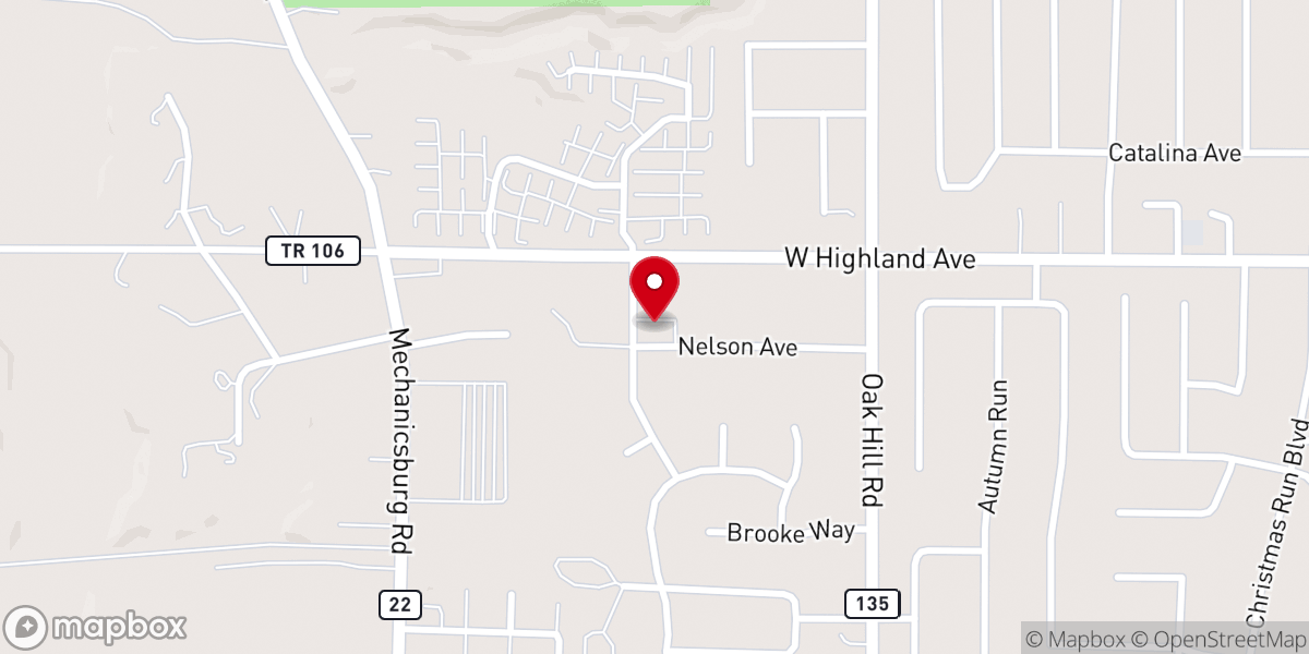 Map showing location of North Wooster Baptist Church