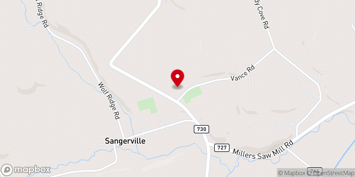Map showing location of Sangerville Church of the Brethren