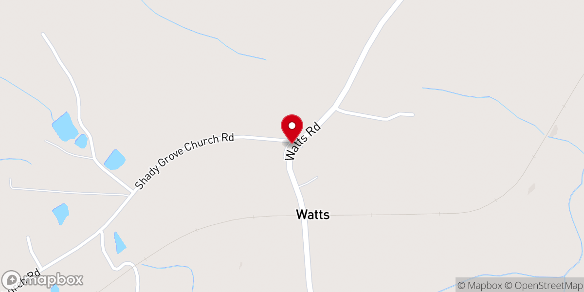 Map showing location of Shady Grove Church