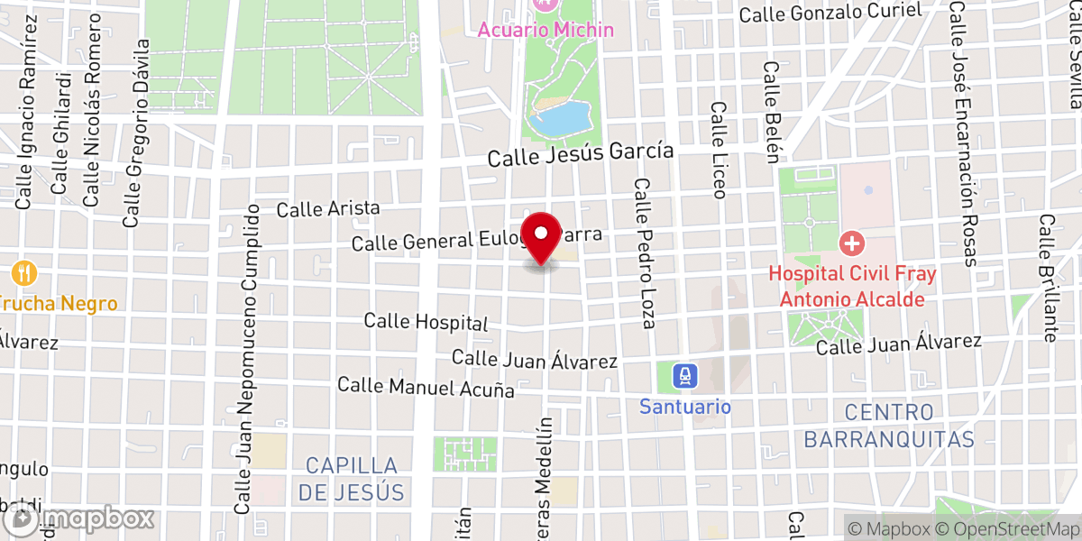 Map showing location of Templo Nuestra Señora de los Dolores