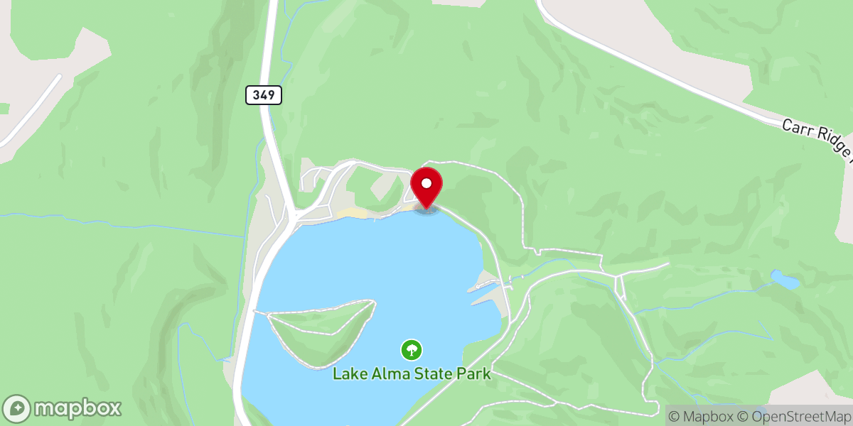 Map showing location of Lake Alma State Park