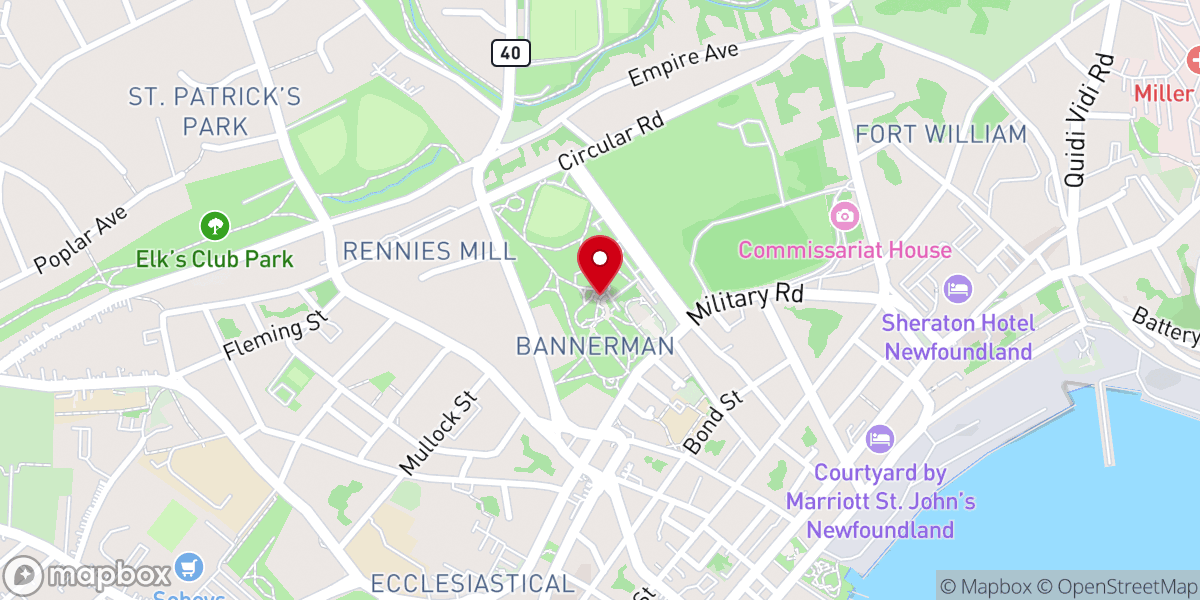 Map showing location of Bannerman Park Clock