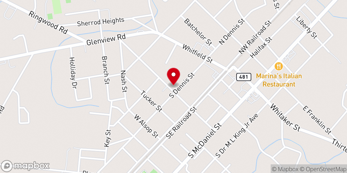 Map showing location of Enfield Baptist Church